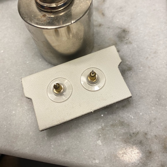 Gold and Aqua Stud Earrings - Picture 3 of 3